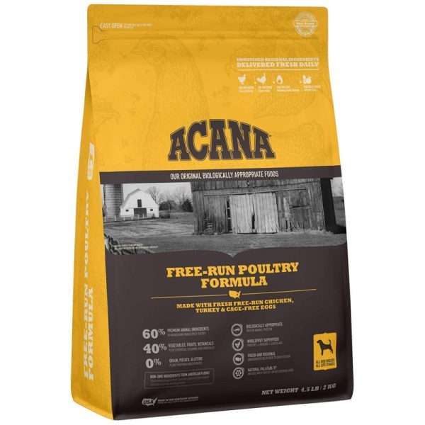 ACANA DOG HERITAGE FREE-RUN POULTRY 4.5 LBS / 2 KG